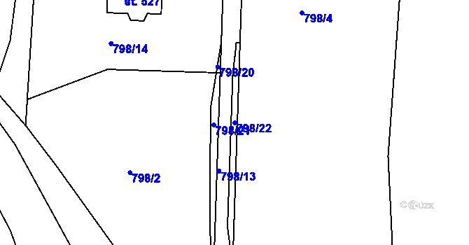 Parcela st. 798/22 v KÚ Kamenný Újezd u Rokycan, Katastrální mapa