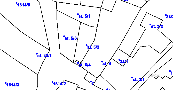 Parcela st. 5/2 v KÚ Kamýk u Litoměřic, Katastrální mapa