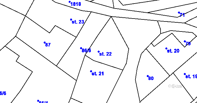 Parcela st. 22 v KÚ Kamýk u Litoměřic, Katastrální mapa