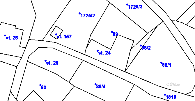Parcela st. 24 v KÚ Kamýk u Litoměřic, Katastrální mapa