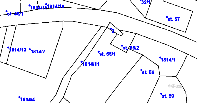 Parcela st. 55/1 v KÚ Kamýk u Litoměřic, Katastrální mapa