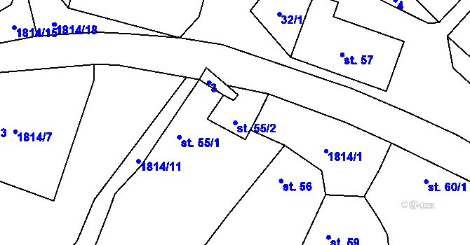 Parcela st. 55/2 v KÚ Kamýk u Litoměřic, Katastrální mapa