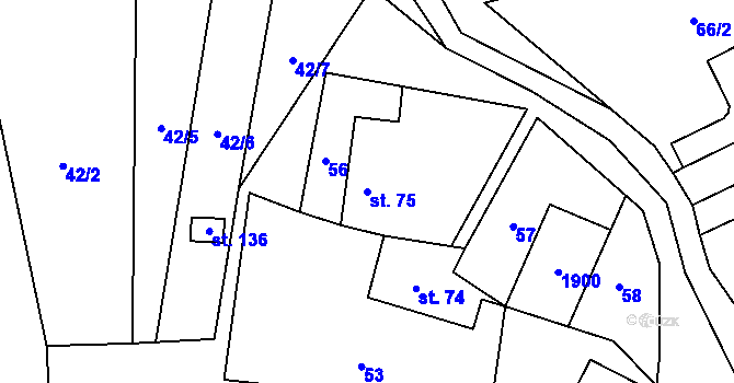 Parcela st. 75 v KÚ Kamýk u Litoměřic, Katastrální mapa