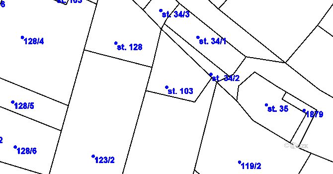 Parcela st. 103 v KÚ Kamýk u Litoměřic, Katastrální mapa