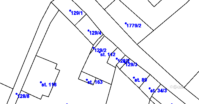 Parcela st. 112 v KÚ Kamýk u Litoměřic, Katastrální mapa
