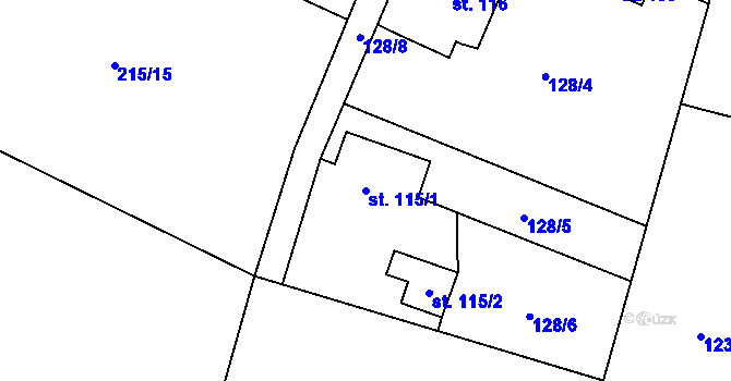 Parcela st. 115/1 v KÚ Kamýk u Litoměřic, Katastrální mapa