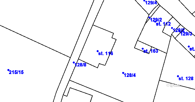 Parcela st. 116 v KÚ Kamýk u Litoměřic, Katastrální mapa