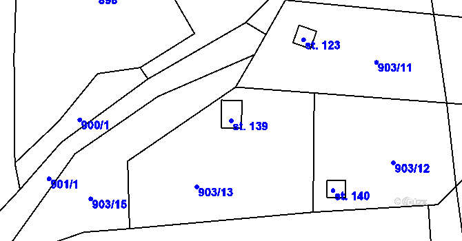 Parcela st. 139 v KÚ Kamýk u Litoměřic, Katastrální mapa