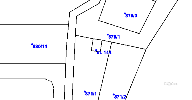 Parcela st. 144 v KÚ Kamýk u Litoměřic, Katastrální mapa