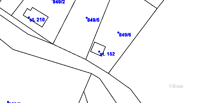 Parcela st. 152 v KÚ Kamýk u Litoměřic, Katastrální mapa