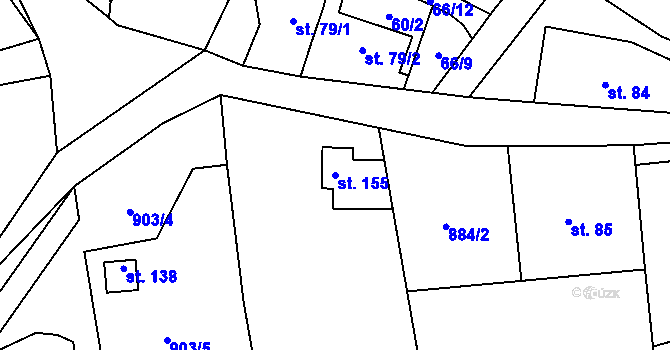 Parcela st. 155 v KÚ Kamýk u Litoměřic, Katastrální mapa