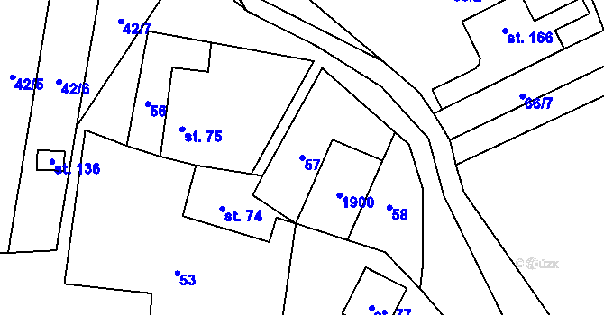 Parcela st. 57 v KÚ Kamýk u Litoměřic, Katastrální mapa