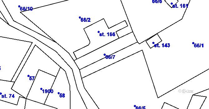 Parcela st. 66/7 v KÚ Kamýk u Litoměřic, Katastrální mapa