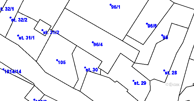 Parcela st. 96/5 v KÚ Kamýk u Litoměřic, Katastrální mapa