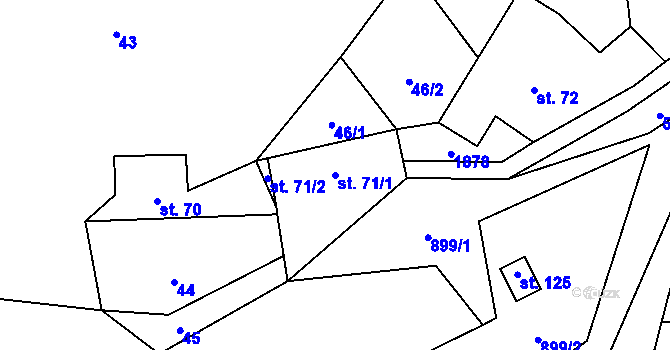 Parcela st. 71/1 v KÚ Kamýk u Litoměřic, Katastrální mapa
