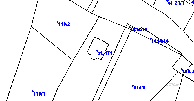 Parcela st. 171 v KÚ Kamýk u Litoměřic, Katastrální mapa