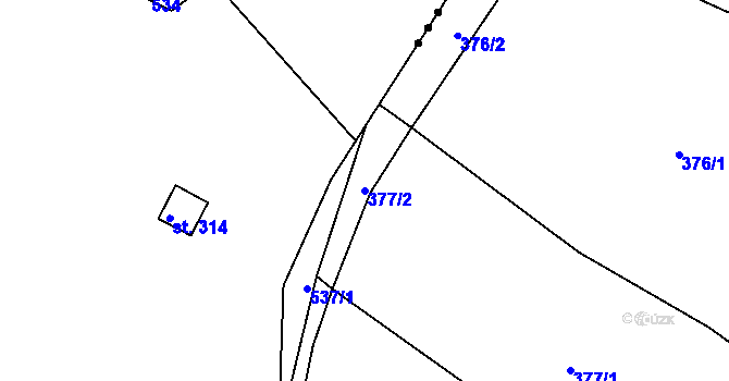 Parcela st. 377/2 v KÚ Kamýk u Litoměřic, Katastrální mapa