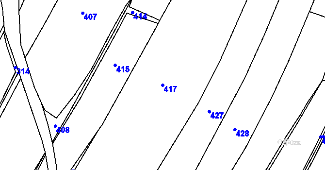 Parcela st. 417 v KÚ Kamýk u Litoměřic, Katastrální mapa