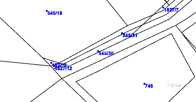 Parcela st. 545/30 v KÚ Kamýk u Litoměřic, Katastrální mapa