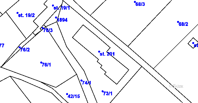 Parcela st. 201 v KÚ Kamýk u Litoměřic, Katastrální mapa