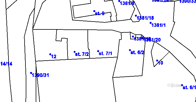 Parcela st. 7/1 v KÚ Kamýk nad Vltavou, Katastrální mapa