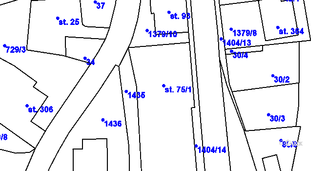 Parcela st. 75/1 v KÚ Kamýk nad Vltavou, Katastrální mapa