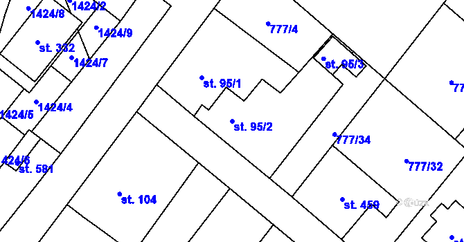 Parcela st. 95/2 v KÚ Kamýk nad Vltavou, Katastrální mapa