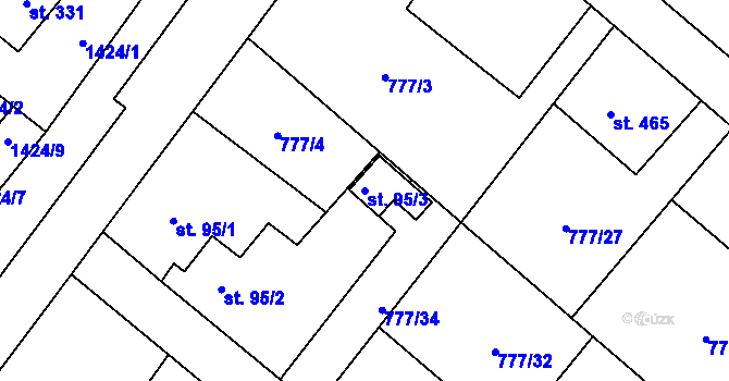 Parcela st. 95/3 v KÚ Kamýk nad Vltavou, Katastrální mapa