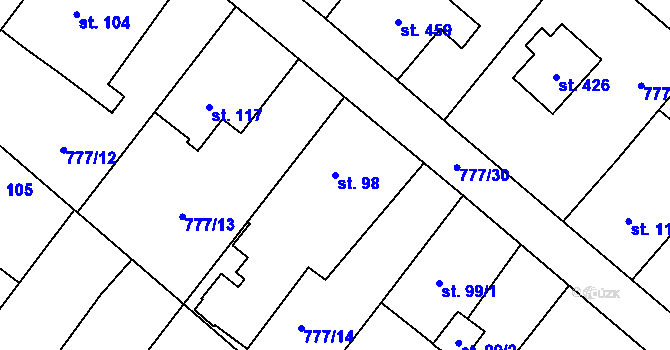 Parcela st. 98 v KÚ Kamýk nad Vltavou, Katastrální mapa