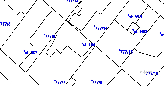 Parcela st. 106 v KÚ Kamýk nad Vltavou, Katastrální mapa