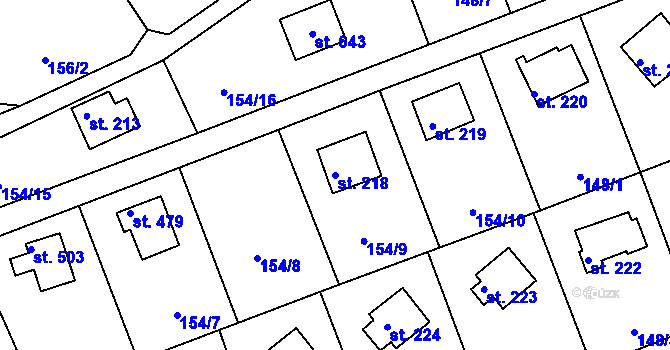 Parcela st. 218 v KÚ Kamýk nad Vltavou, Katastrální mapa