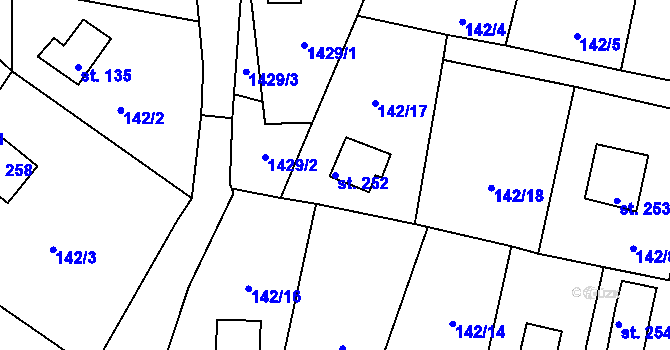 Parcela st. 252 v KÚ Kamýk nad Vltavou, Katastrální mapa
