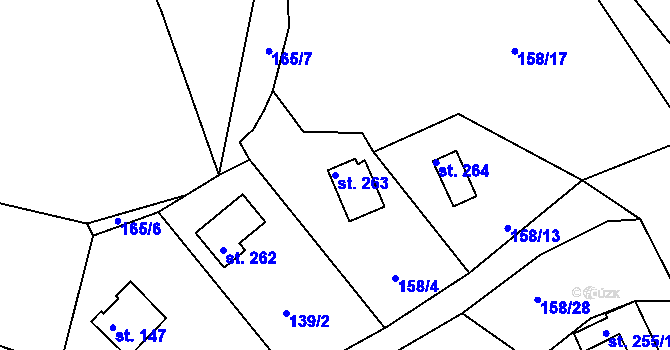 Parcela st. 263 v KÚ Kamýk nad Vltavou, Katastrální mapa