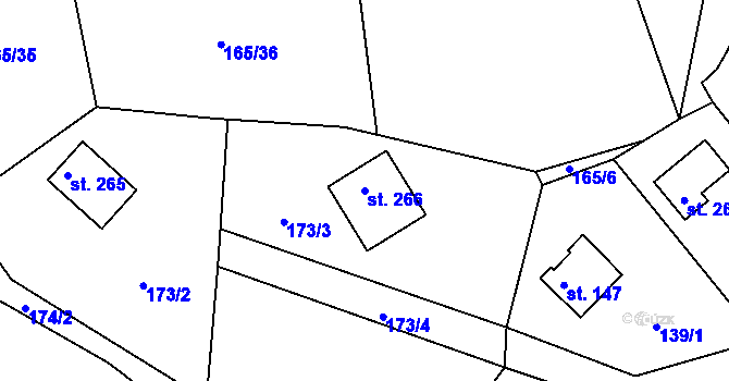 Parcela st. 266 v KÚ Kamýk nad Vltavou, Katastrální mapa
