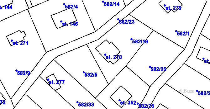 Parcela st. 278 v KÚ Kamýk nad Vltavou, Katastrální mapa