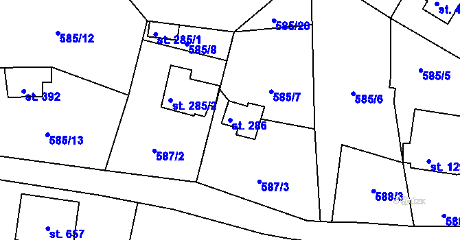 Parcela st. 286 v KÚ Kamýk nad Vltavou, Katastrální mapa