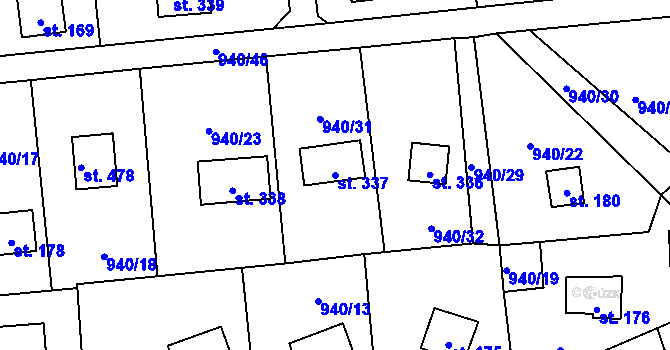 Parcela st. 337 v KÚ Kamýk nad Vltavou, Katastrální mapa