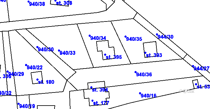 Parcela st. 395 v KÚ Kamýk nad Vltavou, Katastrální mapa