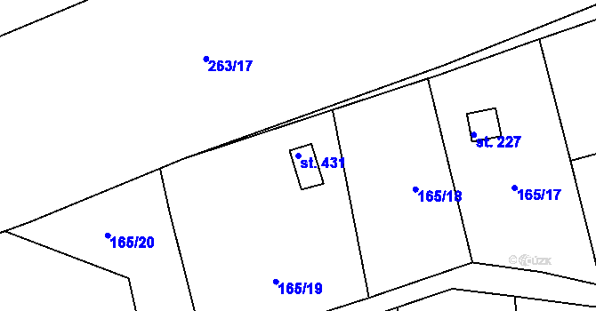 Parcela st. 431 v KÚ Kamýk nad Vltavou, Katastrální mapa