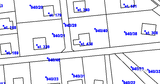 Parcela st. 438 v KÚ Kamýk nad Vltavou, Katastrální mapa