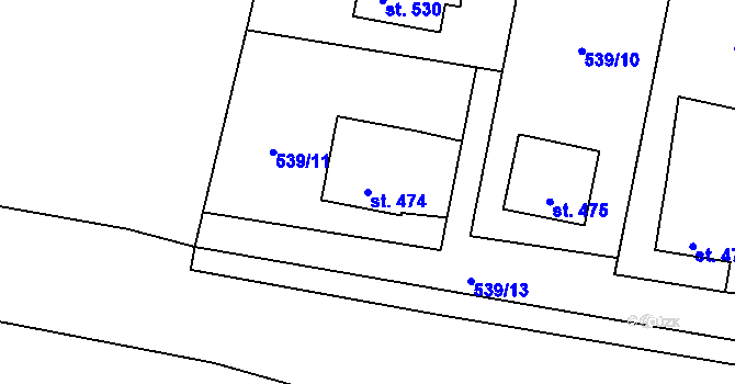 Parcela st. 474 v KÚ Kamýk nad Vltavou, Katastrální mapa