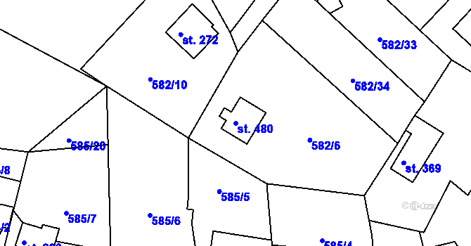 Parcela st. 480 v KÚ Kamýk nad Vltavou, Katastrální mapa