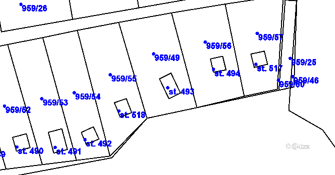 Parcela st. 493 v KÚ Kamýk nad Vltavou, Katastrální mapa