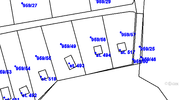 Parcela st. 494 v KÚ Kamýk nad Vltavou, Katastrální mapa
