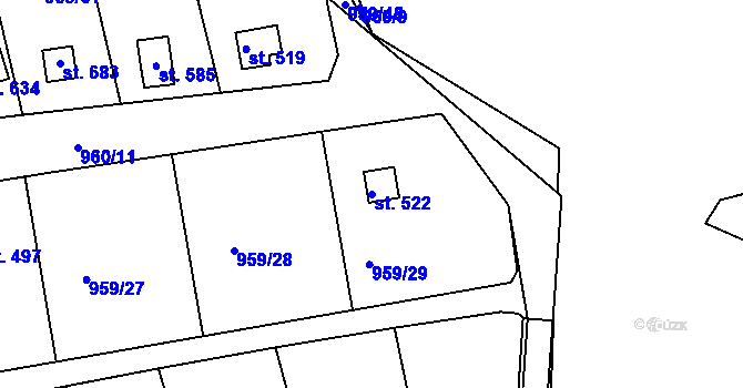Parcela st. 522 v KÚ Kamýk nad Vltavou, Katastrální mapa