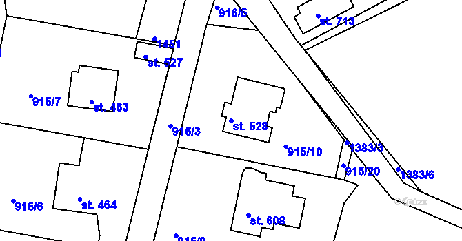 Parcela st. 528 v KÚ Kamýk nad Vltavou, Katastrální mapa