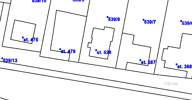 Parcela st. 529 v KÚ Kamýk nad Vltavou, Katastrální mapa