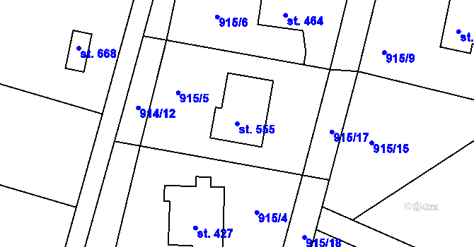 Parcela st. 555 v KÚ Kamýk nad Vltavou, Katastrální mapa