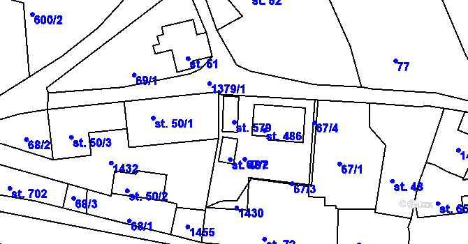 Parcela st. 579 v KÚ Kamýk nad Vltavou, Katastrální mapa