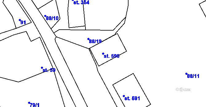 Parcela st. 590 v KÚ Kamýk nad Vltavou, Katastrální mapa